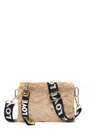 Women's Tan Long Strap Plush Clutch Bag | Derimod