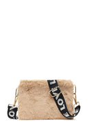 Women's Tan Long Strap Plush Clutch Bag | Derimod