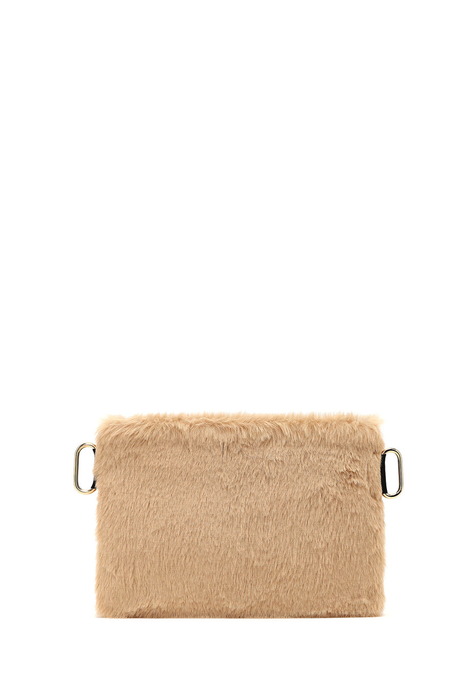 Women's Tan Long Strap Plush Clutch Bag