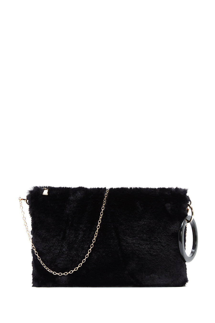 Women's Black Chain Strap Plush Clutch Bag 25WBD2206PH | Derimod