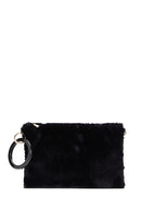 Women's Black Chain Strap Plush Clutch Bag | Derimod