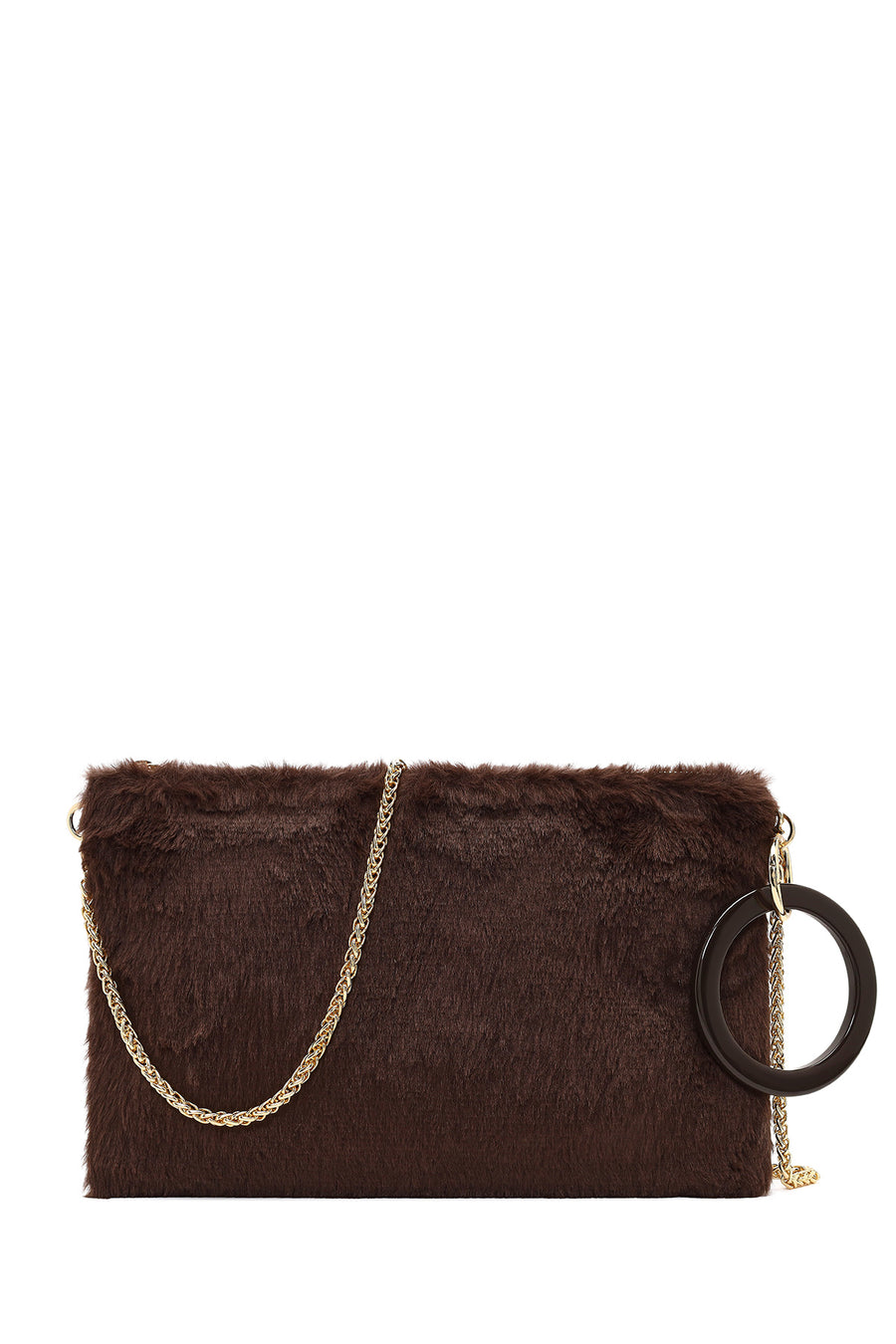 Women's Brown Chain Strap Plush Clutch Bag 25WBD2206PH | Derimod
