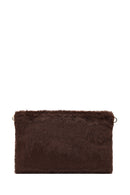 Women's Brown Chain Strap Plush Clutch Bag | Derimod