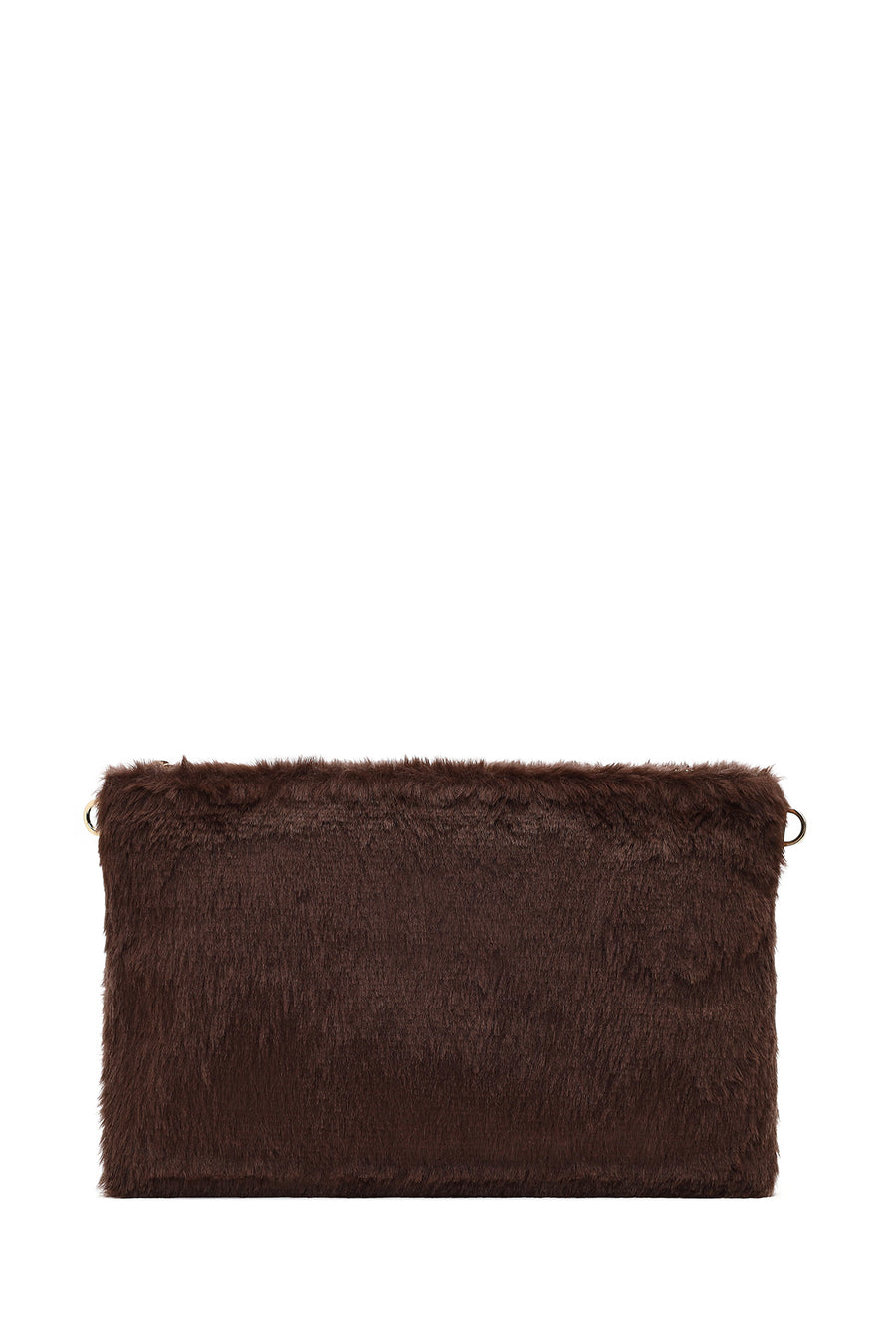 Women's Brown Chain Strap Plush Clutch Bag