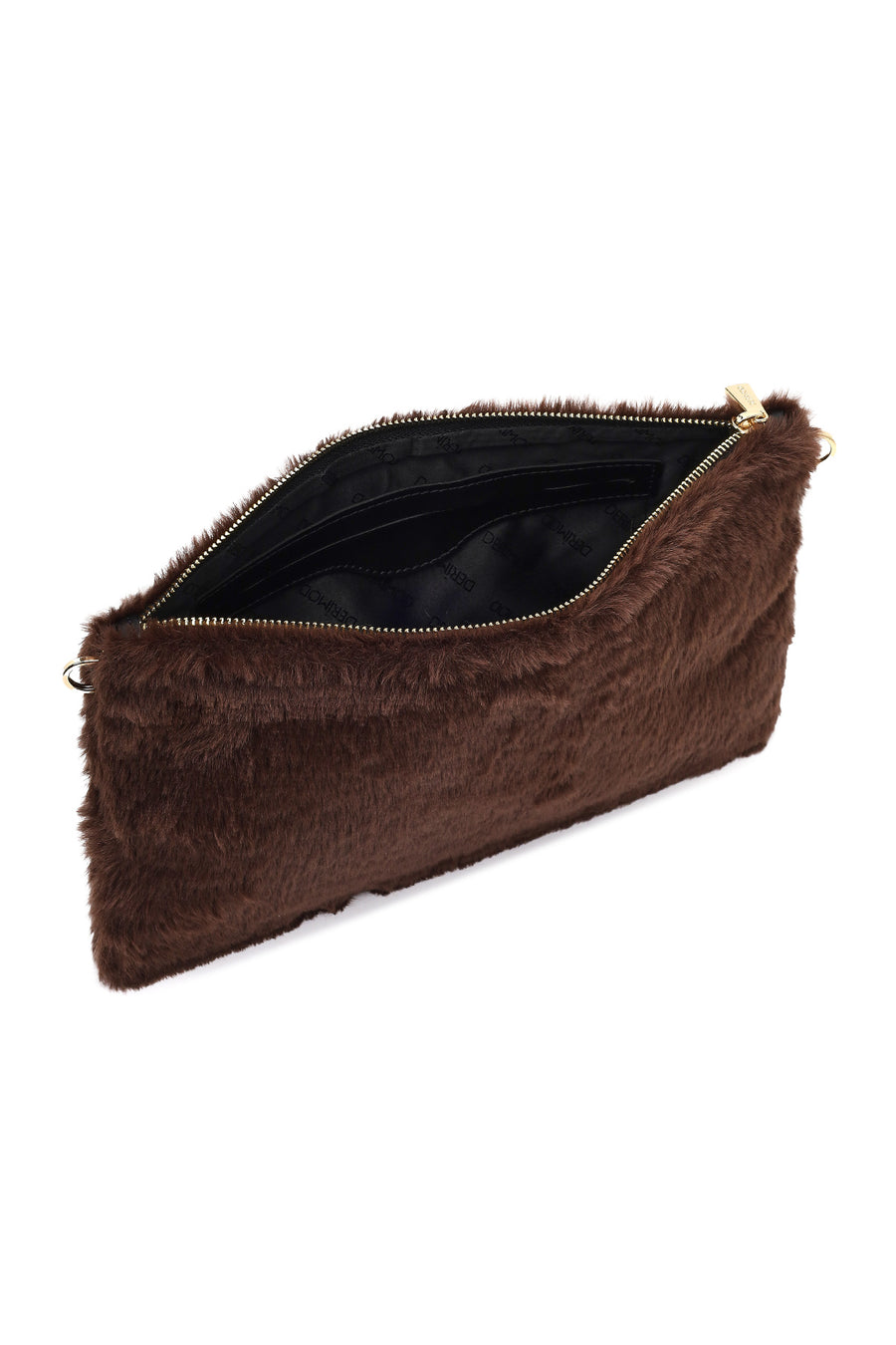 Women's Brown Chain Strap Plush Clutch Bag