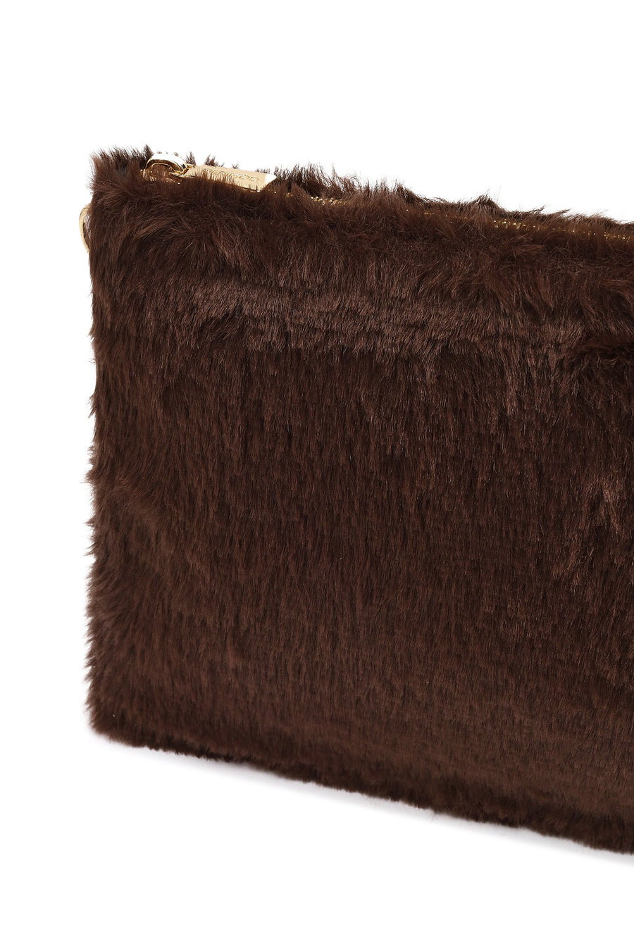 Women's Brown Chain Strap Plush Clutch Bag