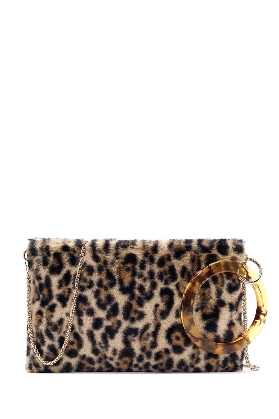Kadın Leopar Zincir Askılı Peluş Portföy Çanta 25WBD2206PH | Derimod