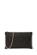 Women's Black Long Chain Strap Quilted Clutch Bag | Derimod