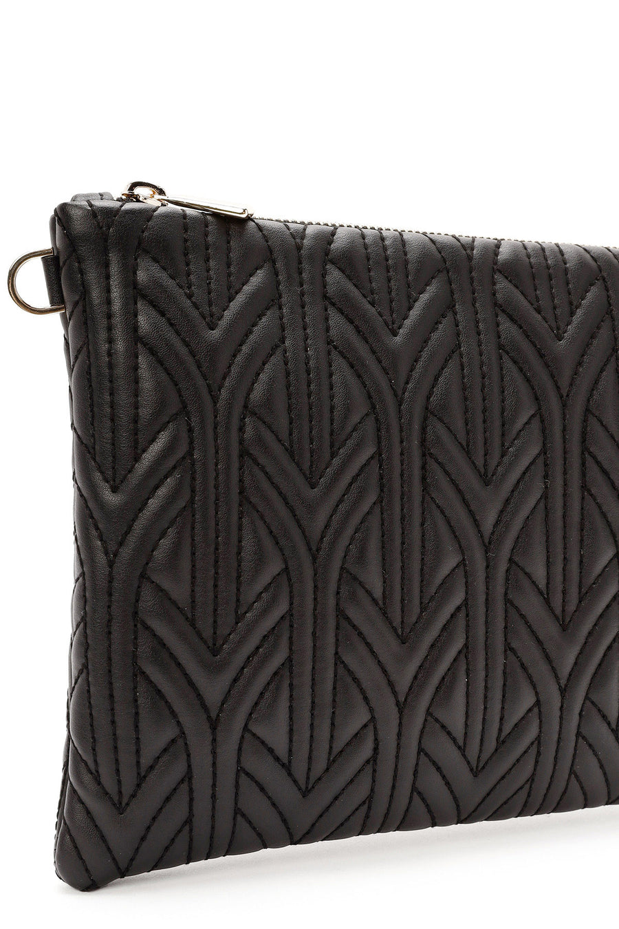 Women's Black Long Chain Strap Quilted Clutch Bag