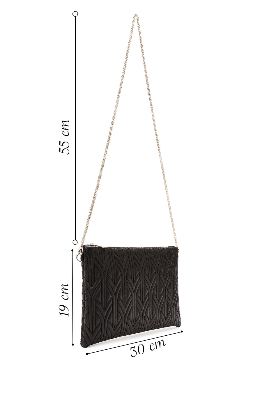 Women's Black Long Chain Strap Quilted Clutch Bag
