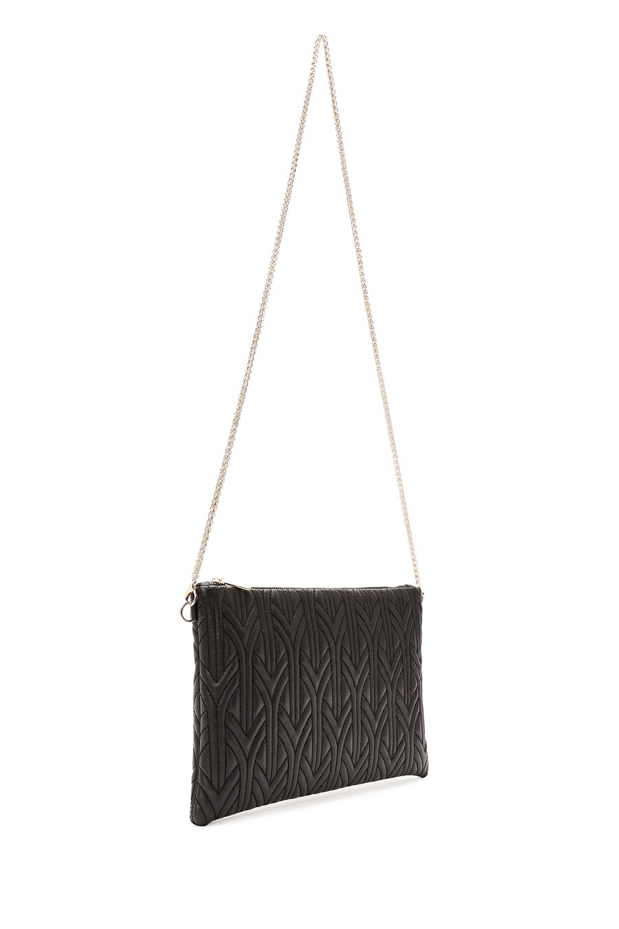 Women's Black Long Chain Strap Quilted Clutch Bag