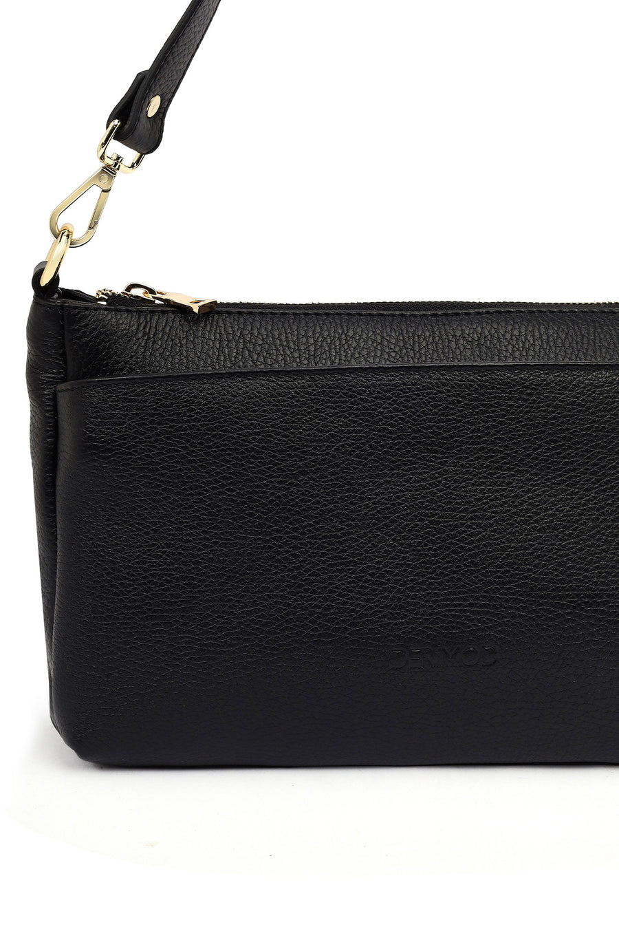 Women's Black Long Strap Leather Shoulder Bag