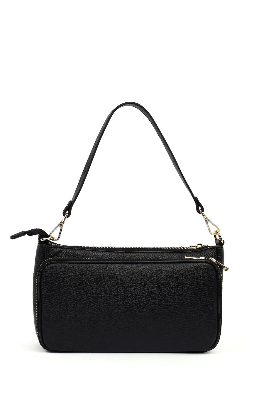 Women's Black Long Strap Leather Shoulder Bag