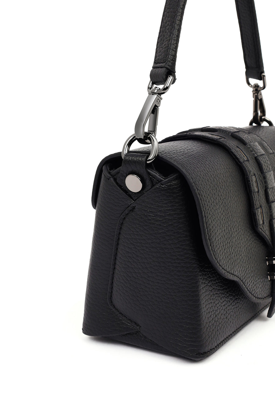 Women's Black Long Strap Leather Crossbody Bag