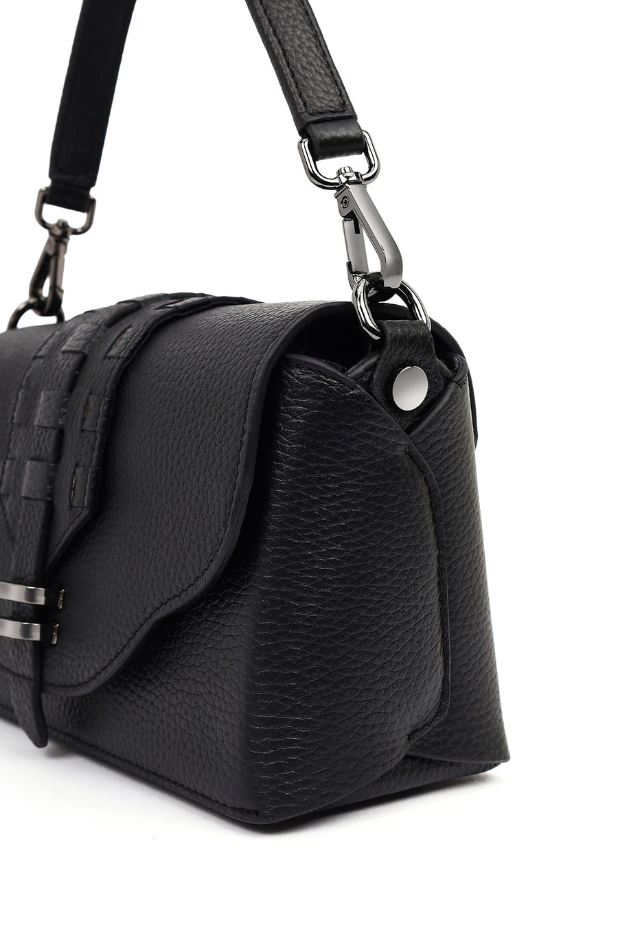 Women's Black Long Strap Leather Crossbody Bag