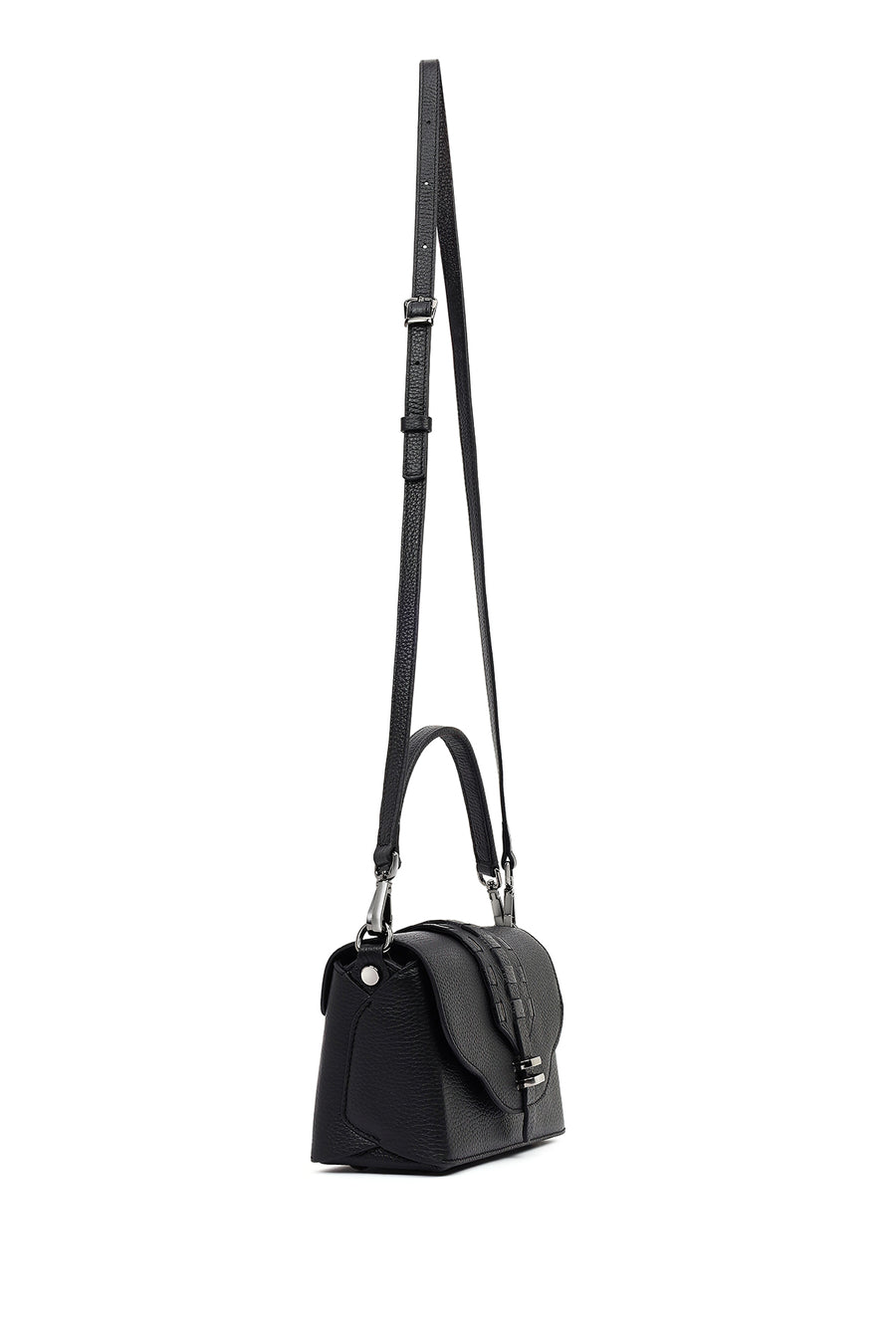 Women's Black Long Strap Leather Crossbody Bag