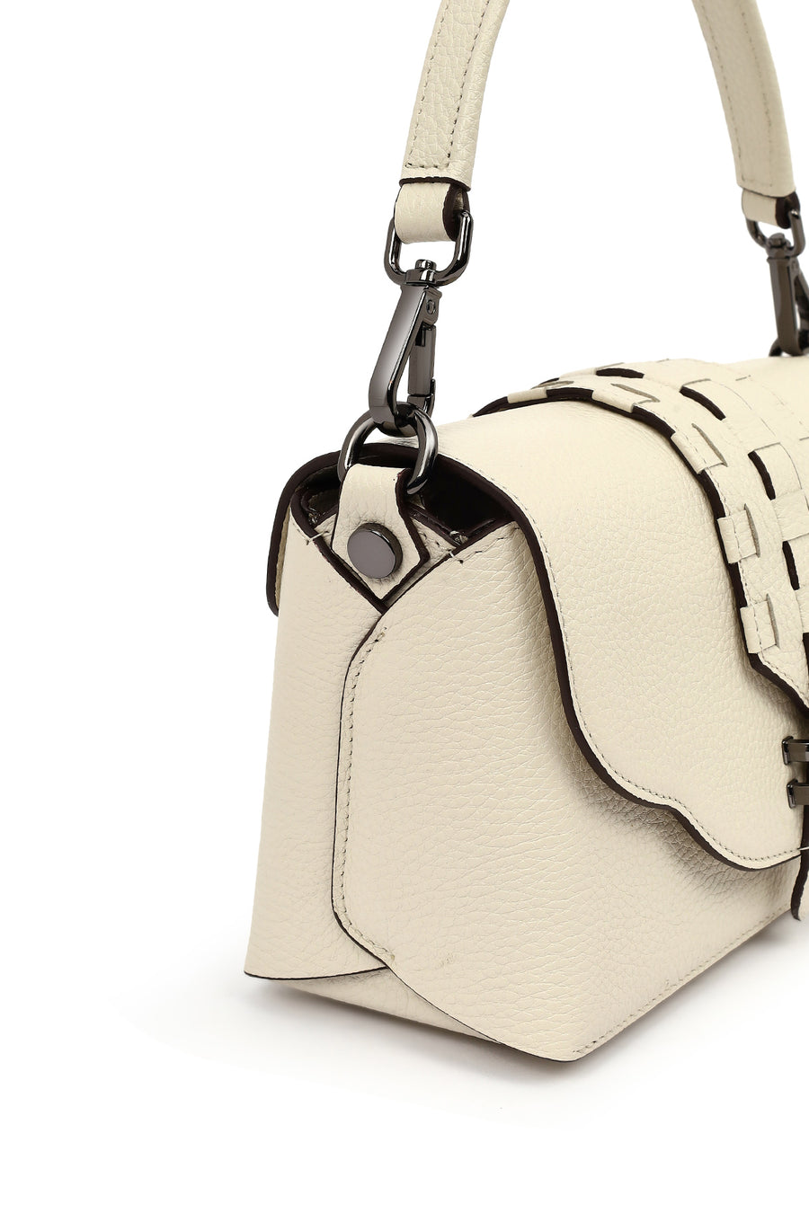 Women's Cream Long Strap Leather Crossbody Bag
