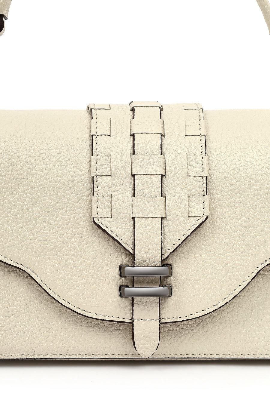 Women's Cream Long Strap Leather Crossbody Bag