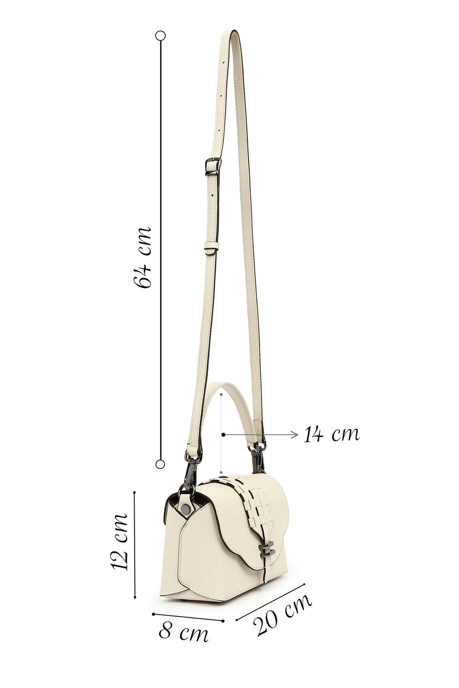 Women's Cream Long Strap Leather Crossbody Bag