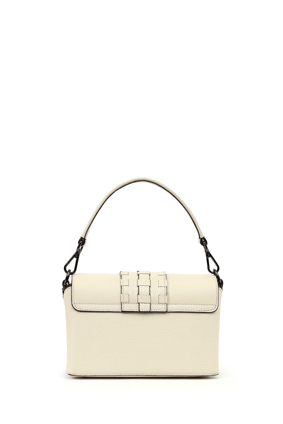 Women's Cream Long Strap Leather Crossbody Bag