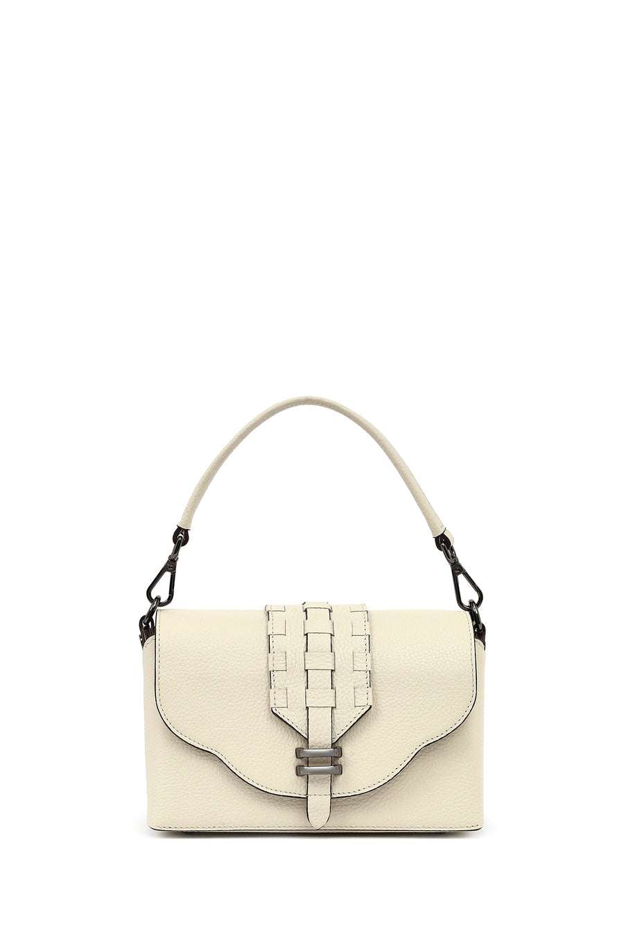 Women's Cream Long Strap Leather Crossbody Bag