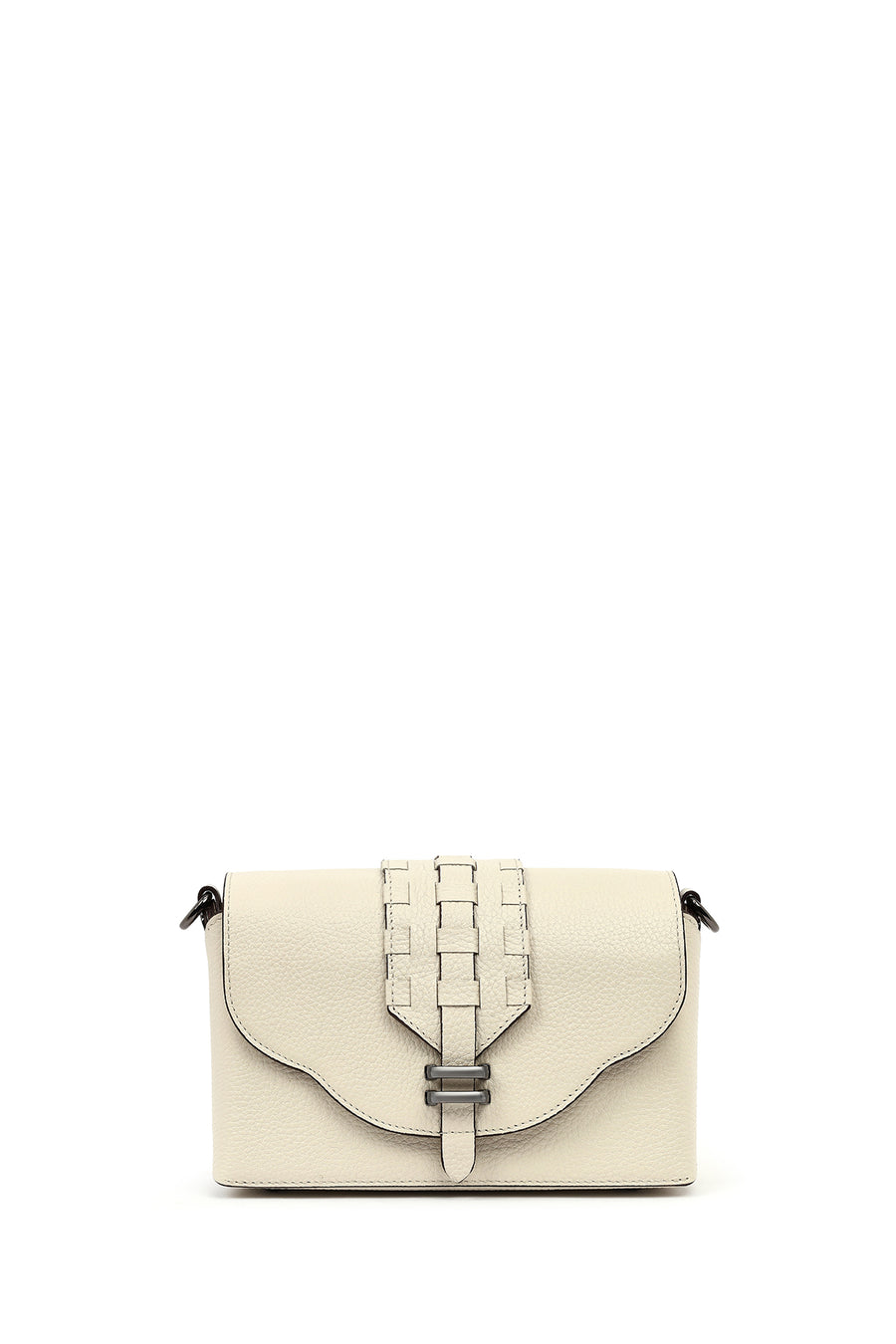 Women's Cream Long Strap Leather Crossbody Bag