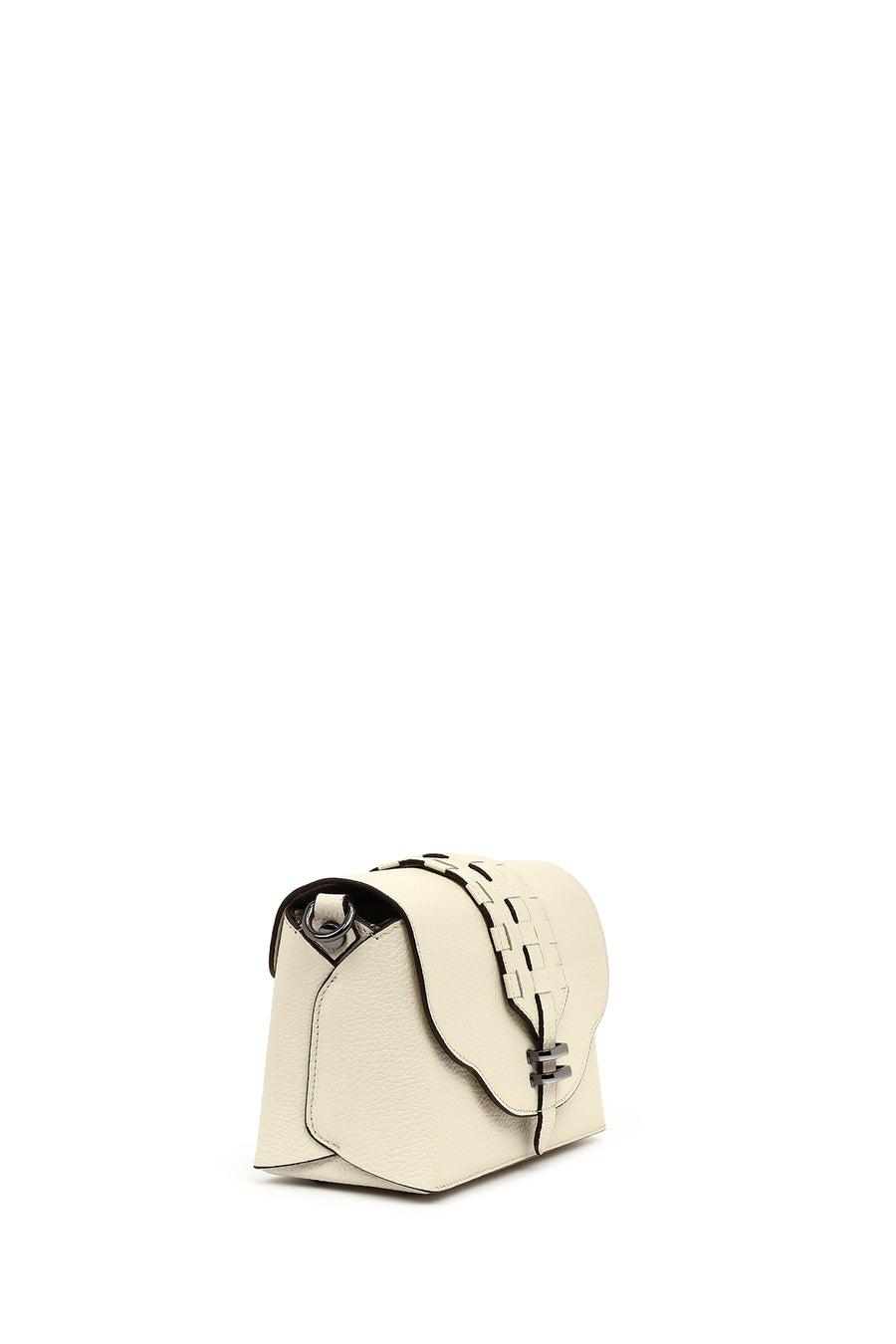 Women's Cream Long Strap Leather Crossbody Bag