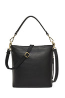 Woman Black Long-Strap Leather Shoulder Bag | Derimod