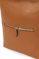 Woman Tan Long-Strap Leather Shoulder Bag | Derimod