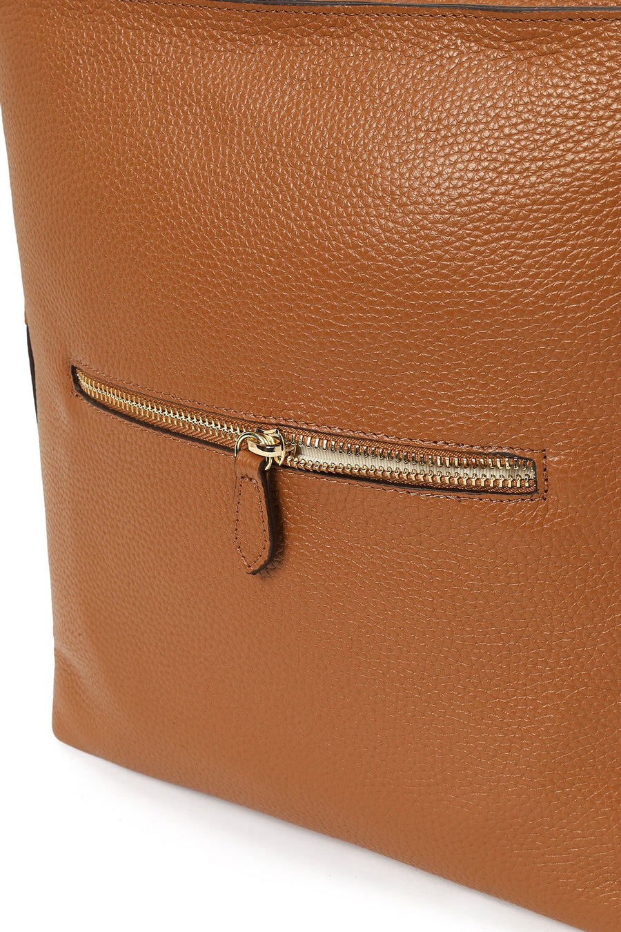 Woman Tan Long-Strap Leather Shoulder Bag