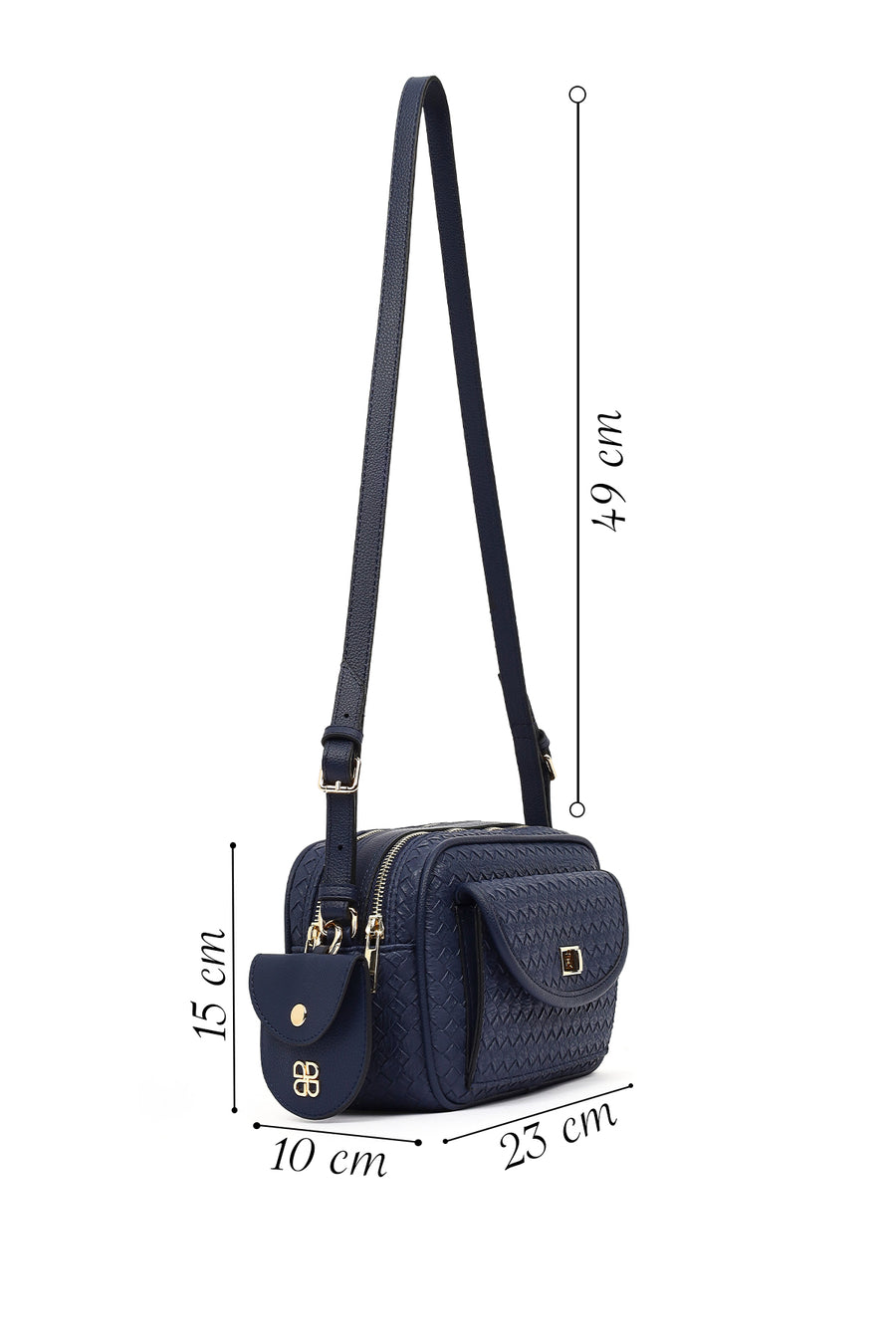 Women's Navy Blue Long Strap Knitted Crossbody Bag