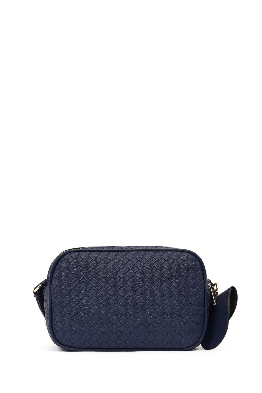Women's Navy Blue Long Strap Knitted Crossbody Bag