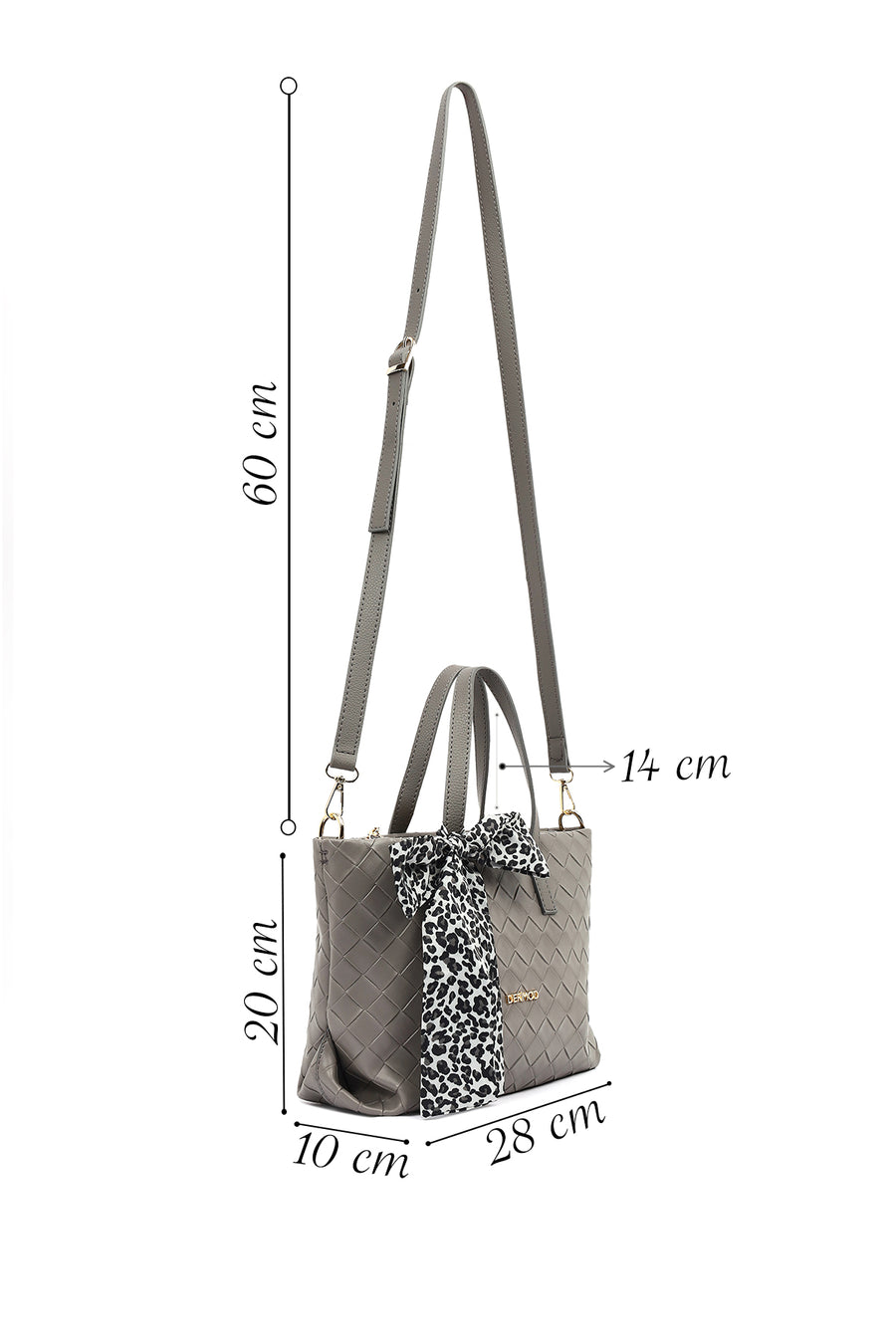 Women's Grey Long Strap Knitted Shoulder Bag