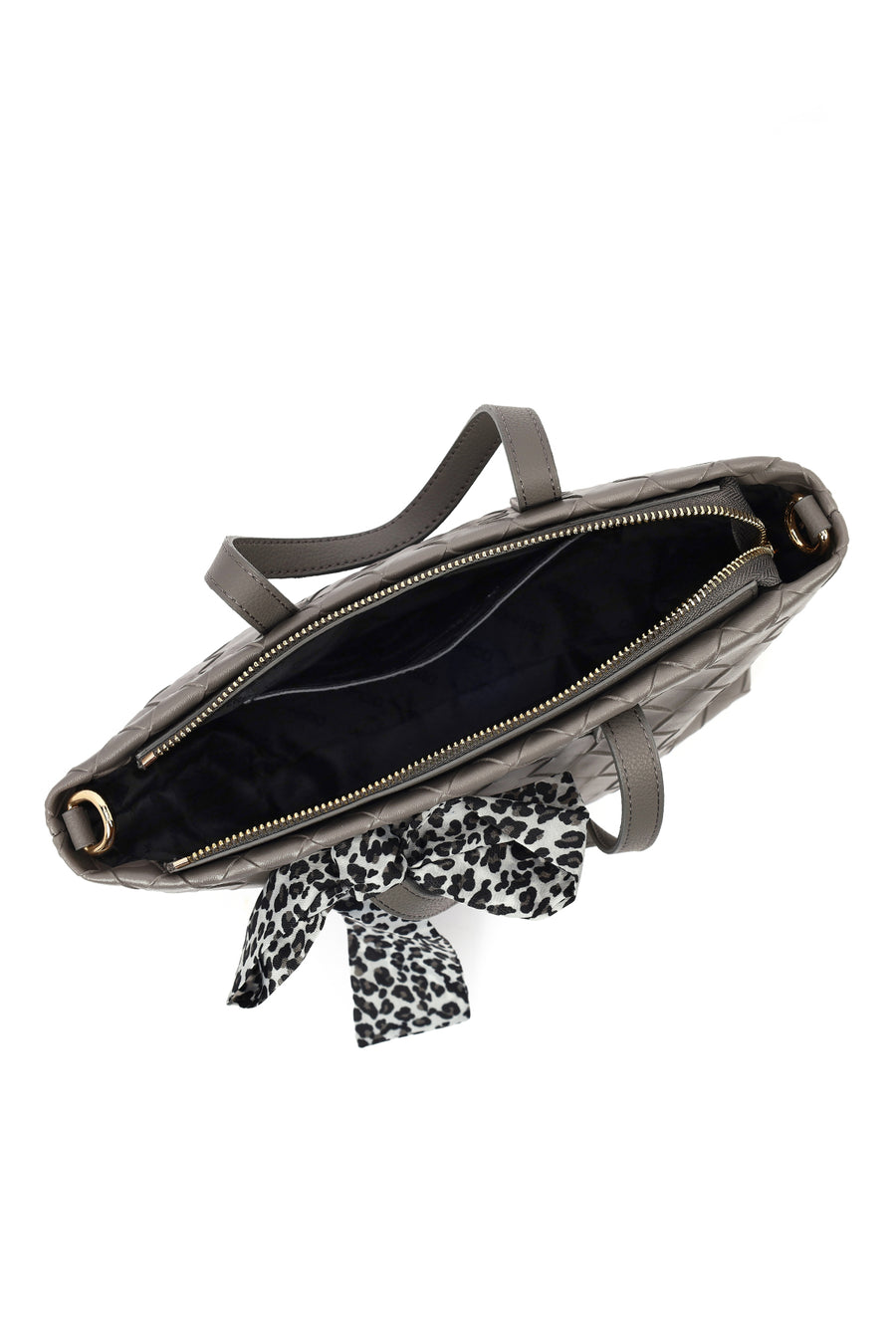 Women's Grey Long Strap Knitted Shoulder Bag