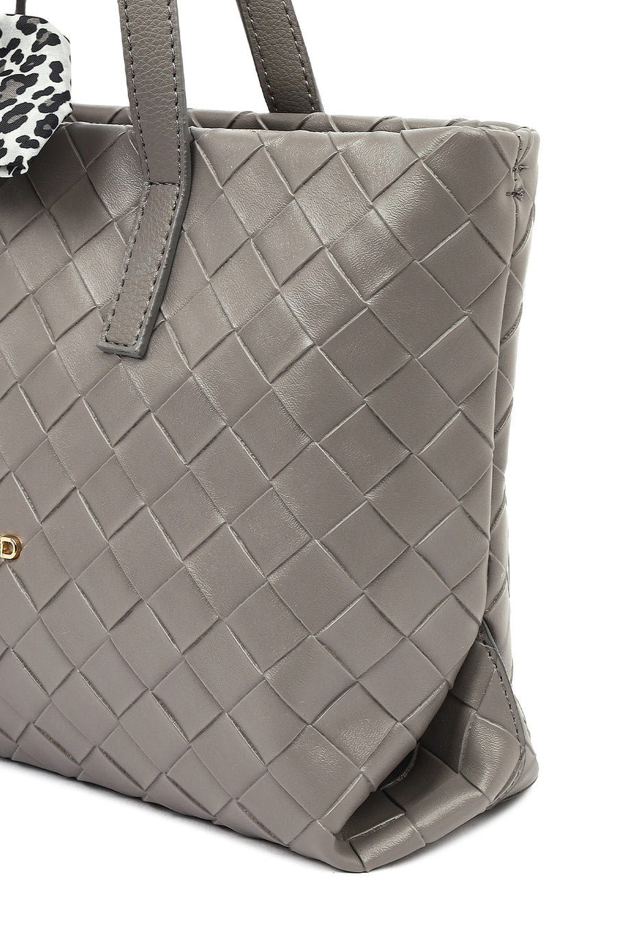 Women's Grey Long Strap Knitted Shoulder Bag