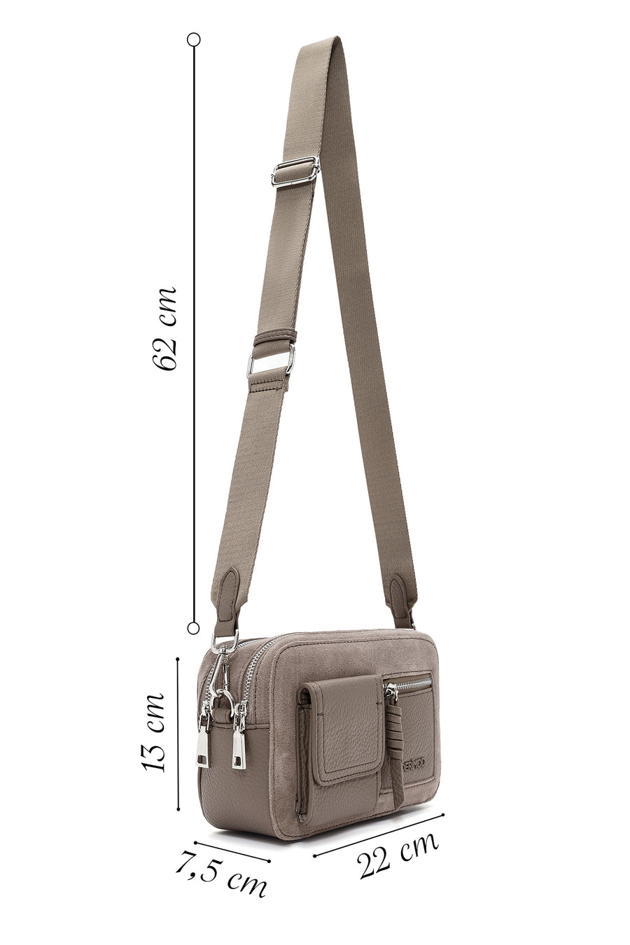 Women's Taupe Long Strap Crossbody Bag