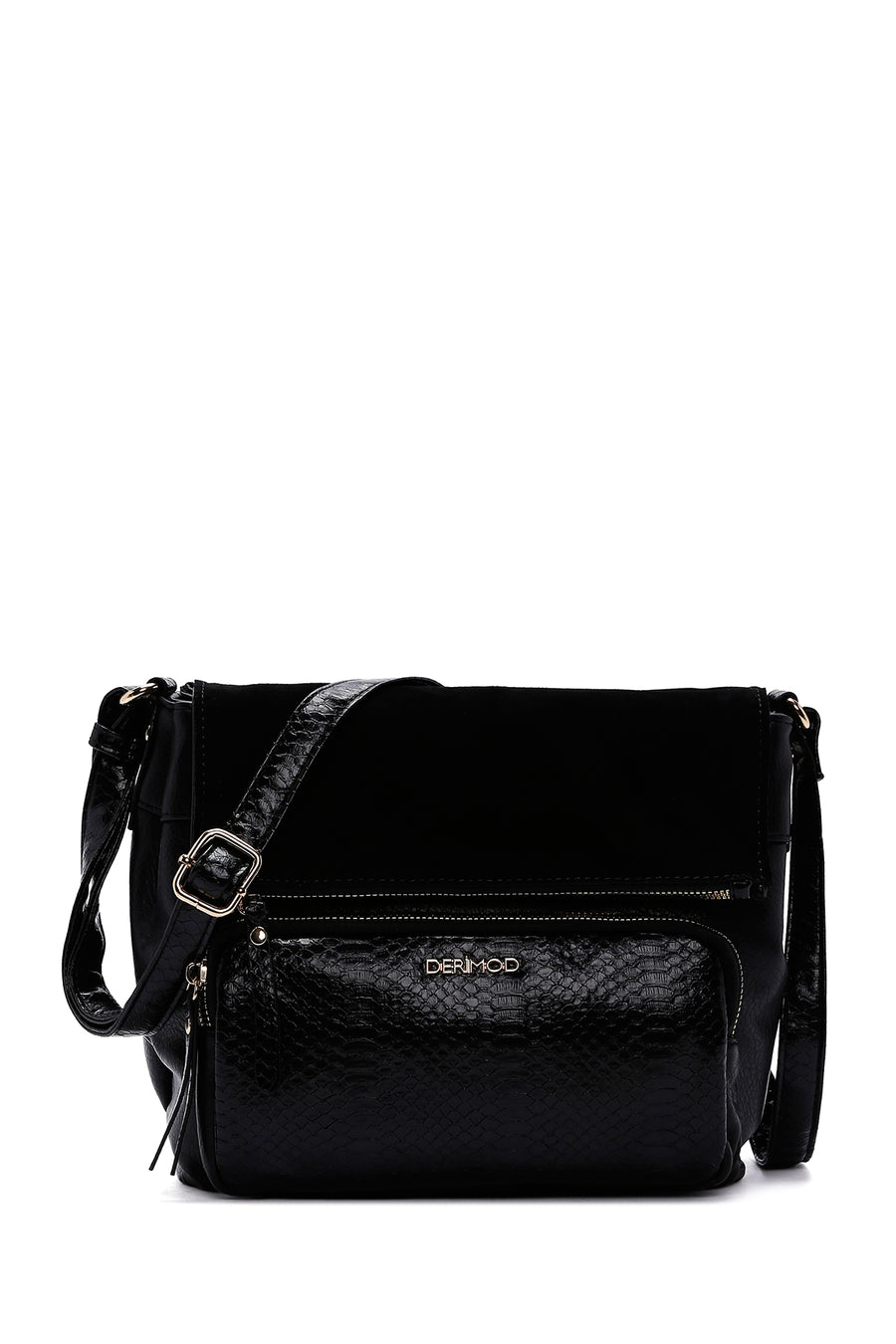 Women's Black Long Strapped Printed Crossbody Bag 25WBD246814 | Derimod