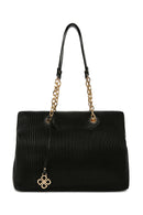 Women's Black Chain Strap Patterned Shoulder Bag | Derimod
