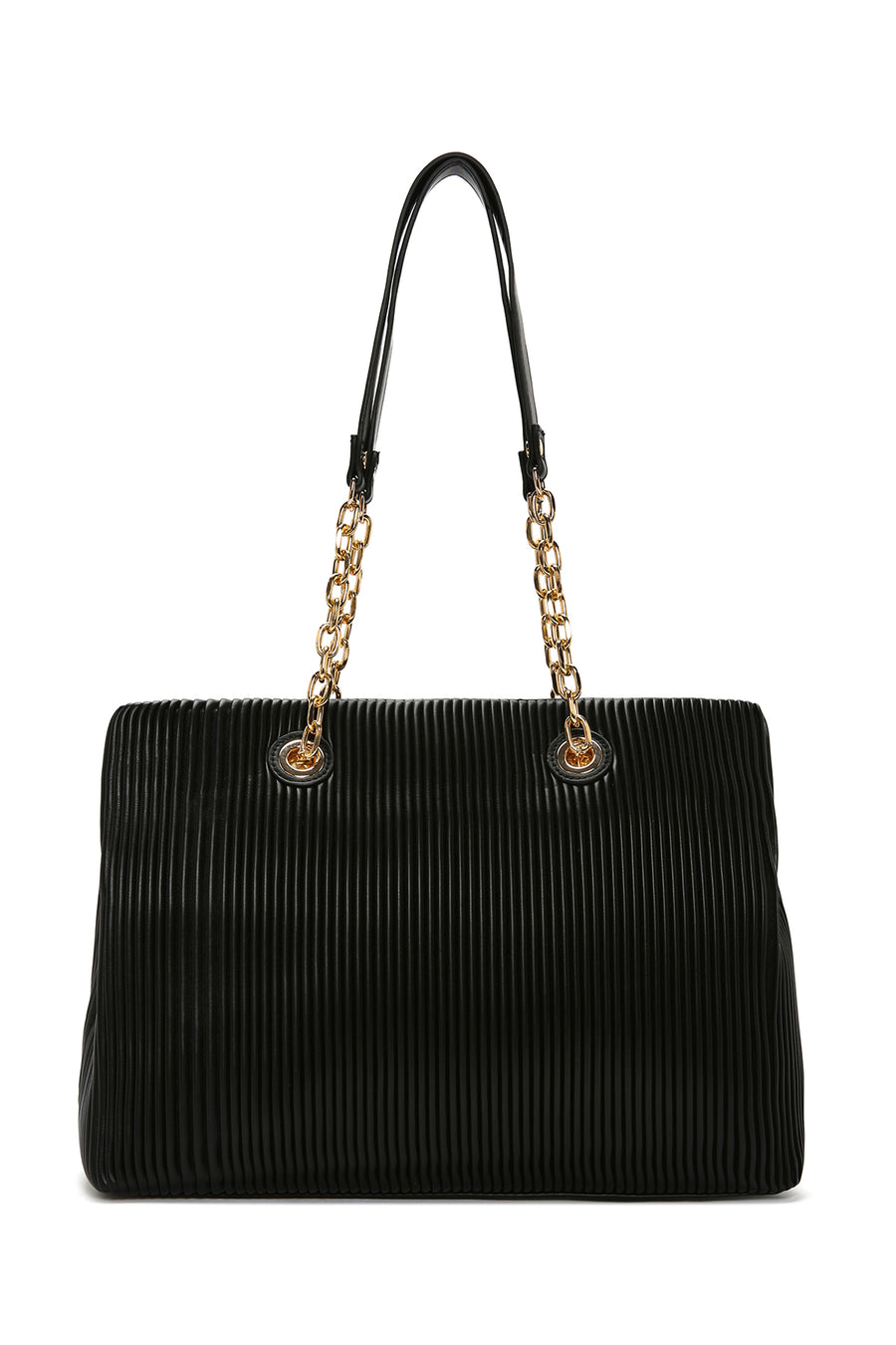 Women's Black Chain Strap Patterned Shoulder Bag