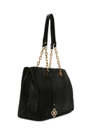 Women's Black Chain Strap Patterned Shoulder Bag | Derimod