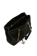 Women's Black Chain Strap Patterned Shoulder Bag | Derimod