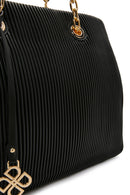 Women's Black Chain Strap Patterned Shoulder Bag | Derimod