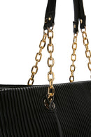 Women's Black Chain Strap Patterned Shoulder Bag | Derimod