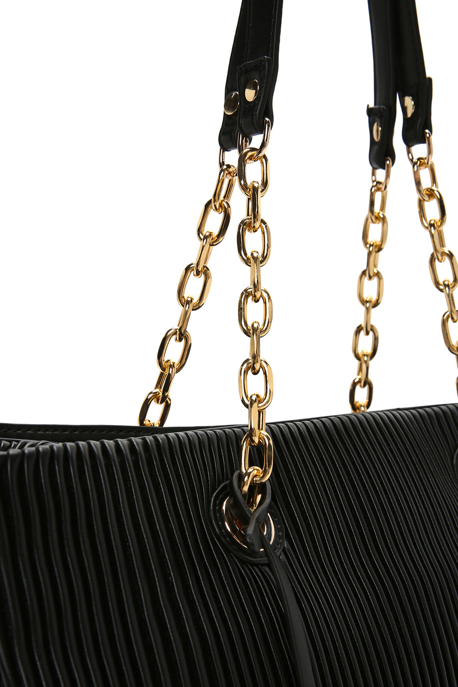 Women's Black Chain Strap Patterned Shoulder Bag