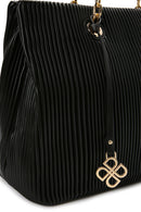 Women's Black Chain Strap Patterned Shoulder Bag | Derimod