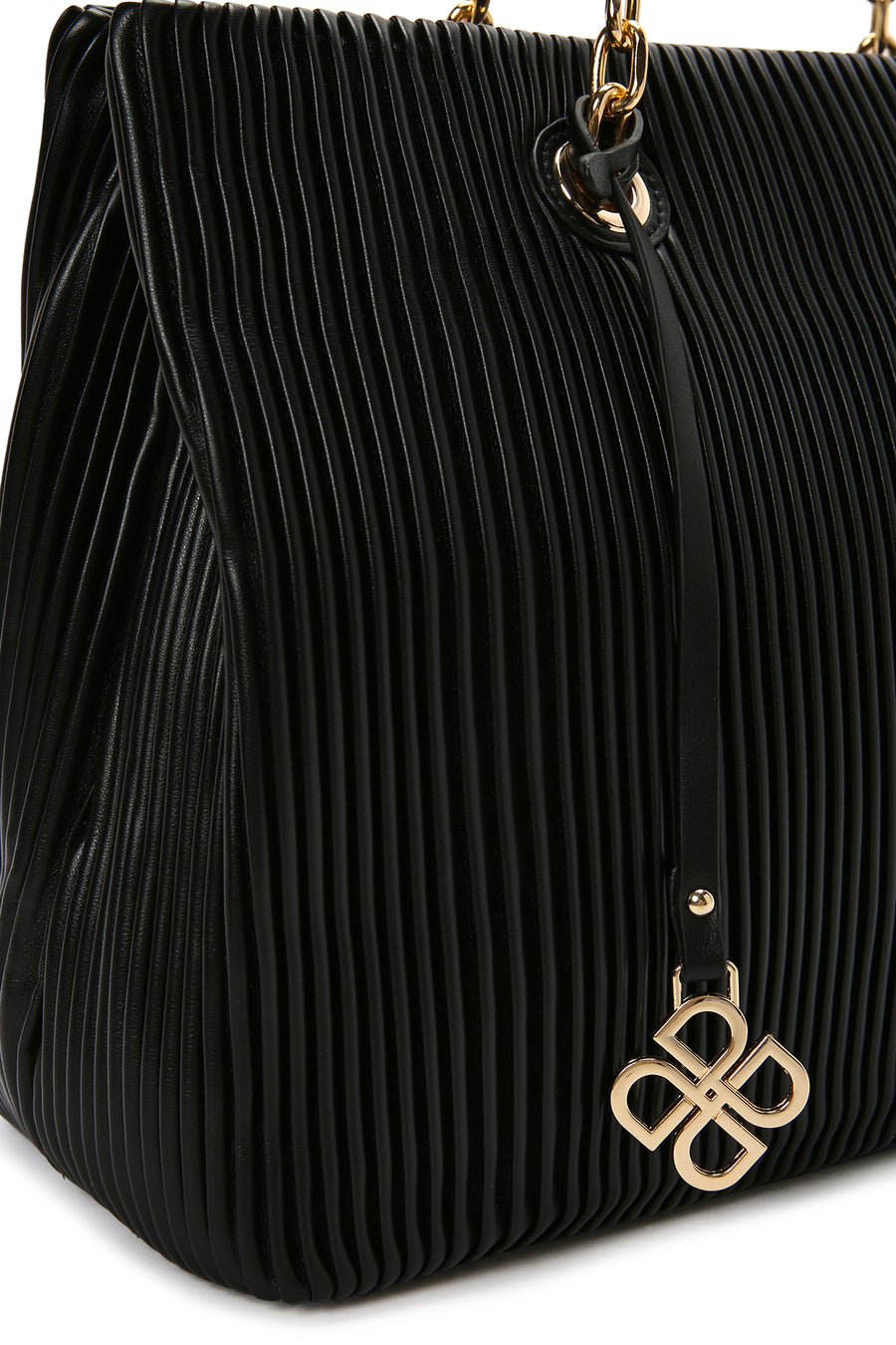 Women's Black Chain Strap Patterned Shoulder Bag