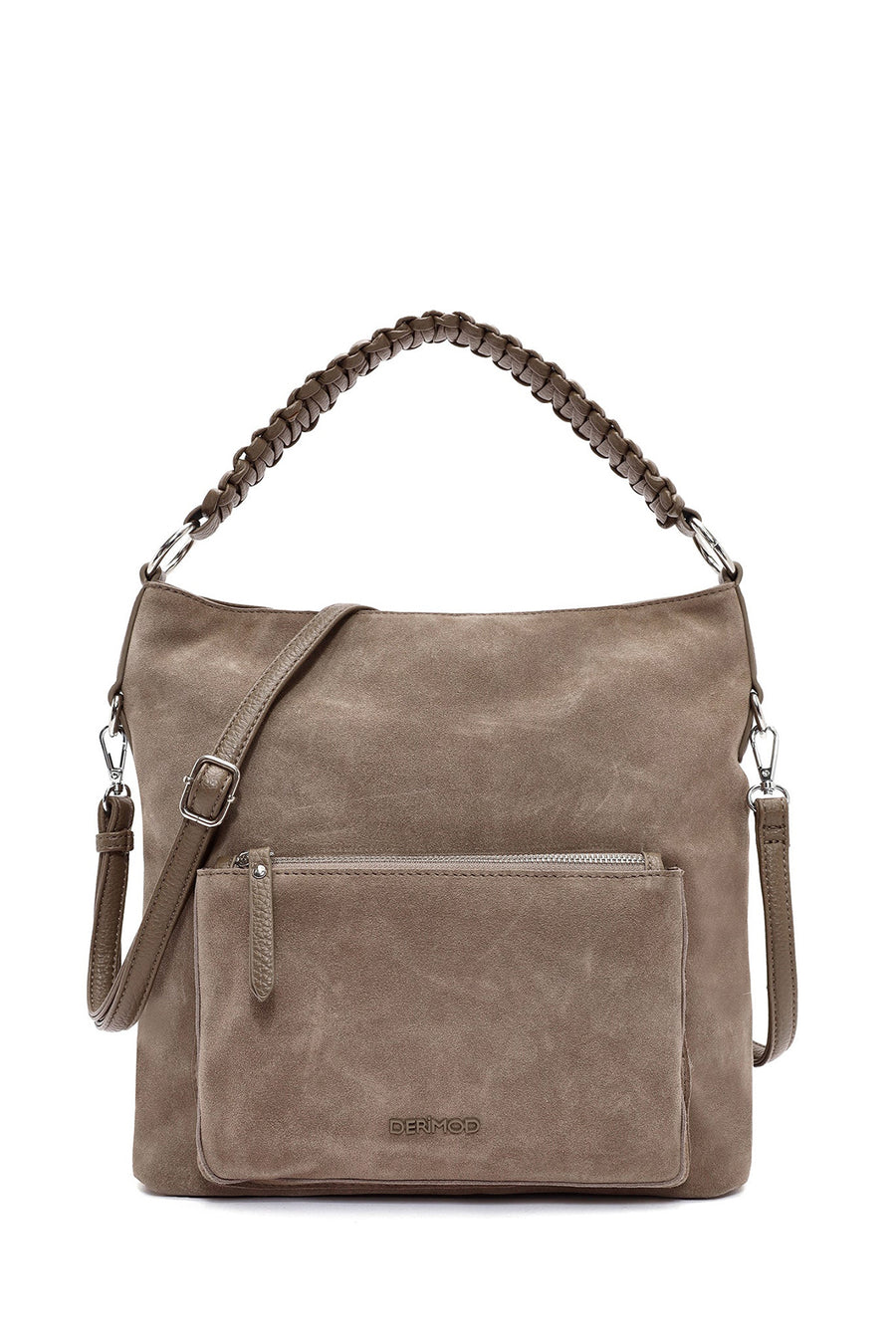 Women's Beige Short and Long Strapped Suede Shoulder Bag 25WBD248210 | Derimod