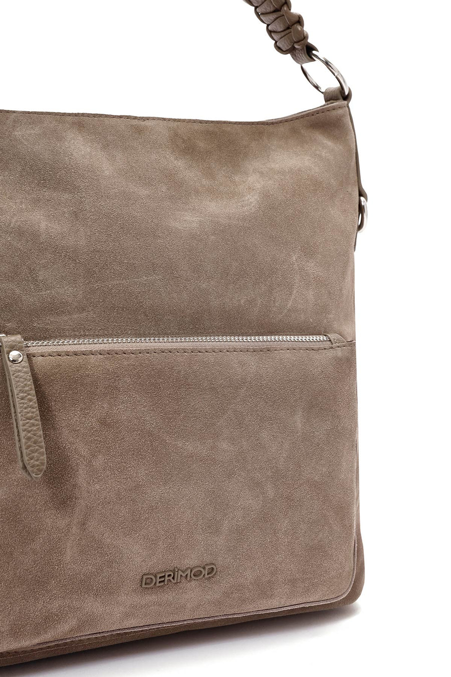 Women's Beige Short and Long Strapped Suede Shoulder Bag