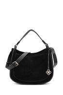 Women's Black Long Strap Suede Shoulder Bag | Derimod
