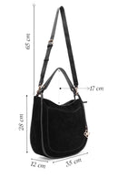 Women's Black Long Strap Suede Shoulder Bag | Derimod